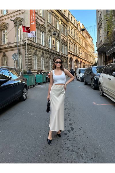 VOLT CLOTHİNG Crep-Satin-Rock für Frauen