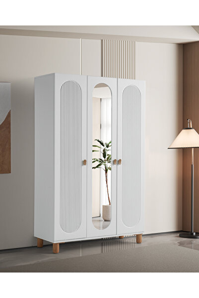Pema Home Peri %100 Mdf Membran 3 Kapaklı Dolap Gardırop