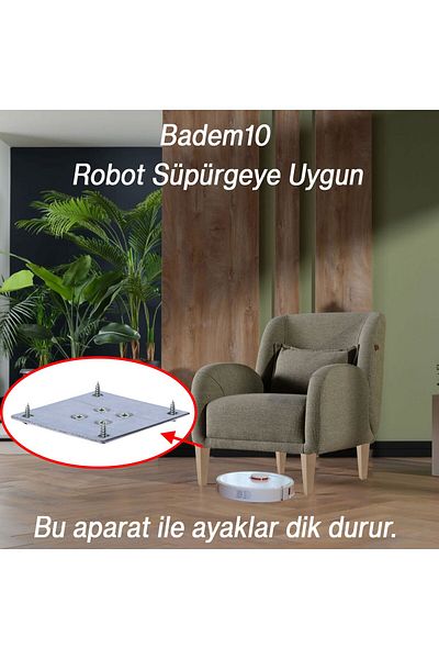 Badem10 Picioare din lemn 4 bucăți 15 cm cu atașament pătrat inclus Mobilier Fotoliu Canapea Masă de cafea Picioare pentru picioare de masă