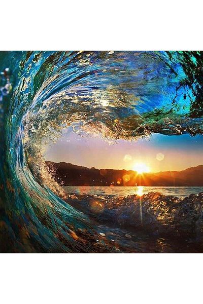pixartsanat Sunset in the Wave 40X40 Pixart Art Diamond Mosaic Painting Diamond Turkey
