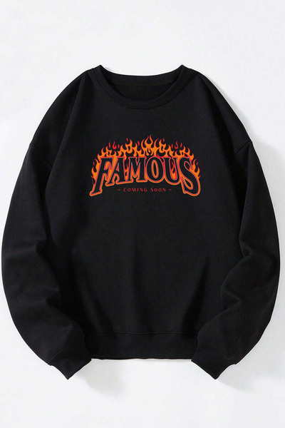 Anetos Famous Unisex Tricou din bumbac cu guler rotund negru