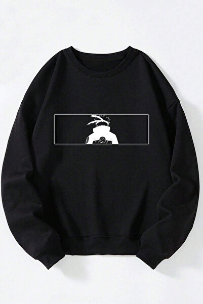 Anetos Naruto Tatouaj Unisex Negru Guler Rotund Bumbac Sweatshirt