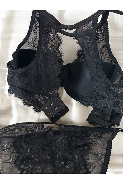 F.K Underwire Halter Push up Lace Bra Panty Set