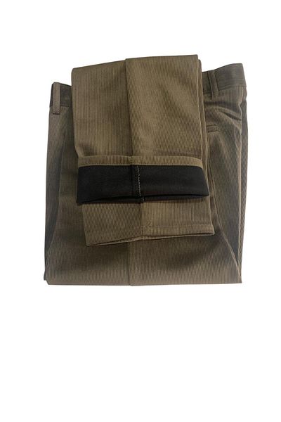BURSPA Casual Cut Winter Light Green Men's Velvet Trousers with Fleece Inside