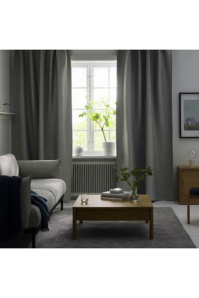 erorex Room darkening curtains, 1 pair, with heading tape/grey, 145x300 cm