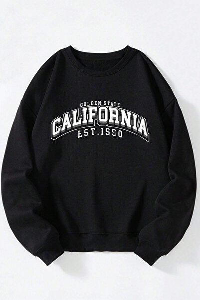 Anetos Golden State California Unisex Pulover din Bumbac Negru cu Guler Rotund