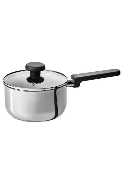 erorex Saucepan with lid, non-stick coating clear glass/stainless steel, 2 l