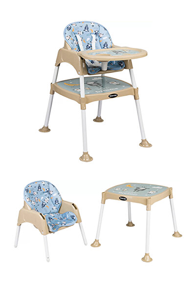 Maxi Taxi Feeding Kuzu Desenli 3 In 1 Mama Sandalyesi - Mavi