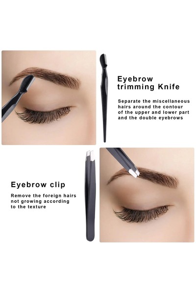 Genel Markalar 5'İ 1 ARADA Özel Kaş Düzeltici Set Makas+Cımbız+Kaş Jileti+Kaş Kazıyıcı +Kaş Fırçası/Tarağı