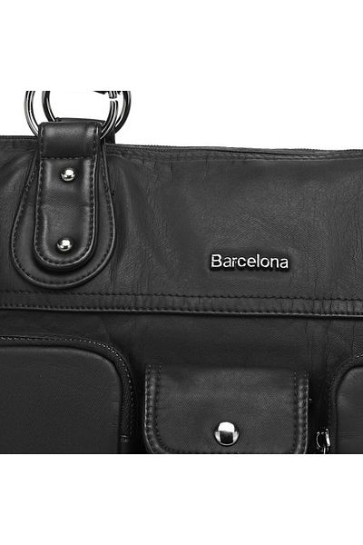 BARCELONA 21K Denim Wash - Geanta de dama cu curea de umar din piele Barcelona 1926