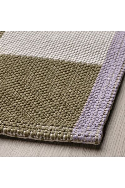 erorex Rug, flatwoven, white/green, 133x195 cm