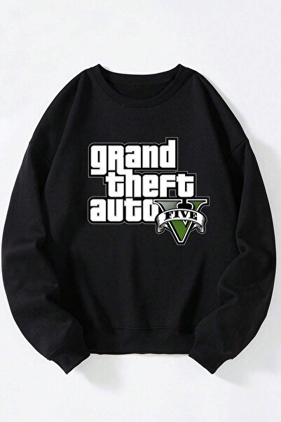 Anetos Grand Theft Auto V unisex negru guler rotund bumbac hanorac