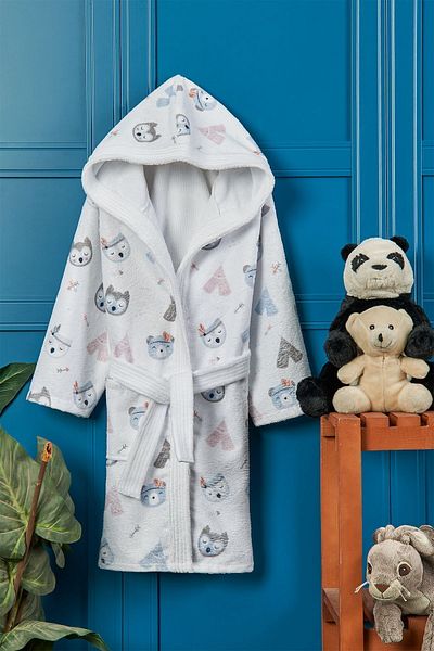 VEVİEN HOME Night Owl Digital Printed Children's Bathrobe