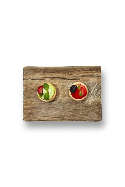 Külsan Melamine Serving Plate Set 3 Pcs Wooden Design Size 19 Cm