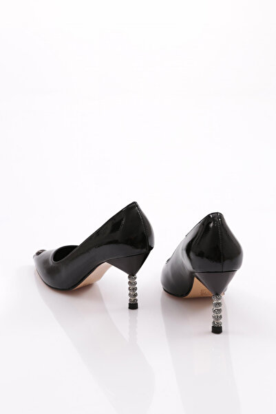 DGN Kadın Topuklu Ayakkabı Siyah Kırışık 9132621