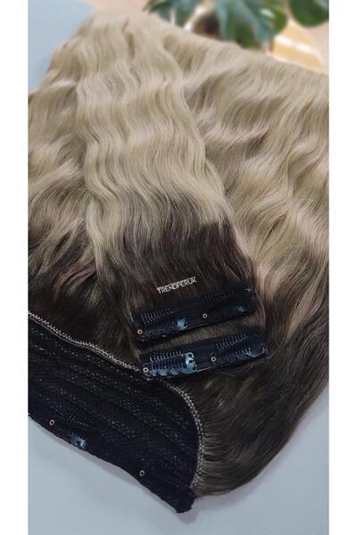 Nurdan Trend Peruk Yarımay + 2 Yan 65-70 cm Gerçek Saç Çıtçıt 150 gr Dip Kahv...