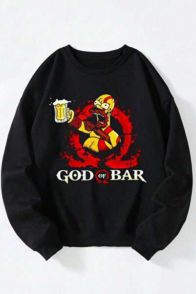 Anetos Gof Of Bar Unisex Negru Guler Rotund Bumbac Sweatshirt