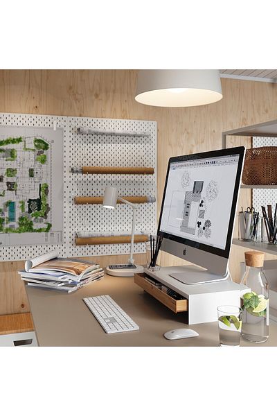 erorex Monitor stand with drawer, white