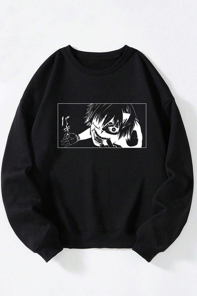Anetos Tokyo Ghoul Demon Face Unisex Negru Guler Rotund Bumbac Sweatshirt