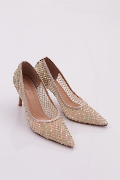 DGN 1047 Pantofi de damă cu toc înalt Bej Stone