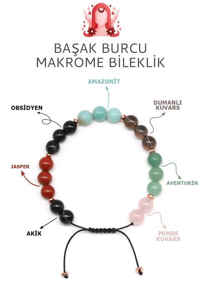 Alibaba Doğaltaş Başak Burcu Taşlarından Oluşan Doğal Taş Makrome Bileklik 8 ...
