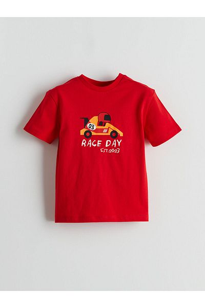 LC Waikiki Lcw Eco Red Crew Neck Printed Baby Boy T-Shirt