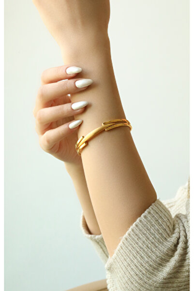 Kuyumcum 22 Ayar Altın Zarif Modern Kesim Kelepçe