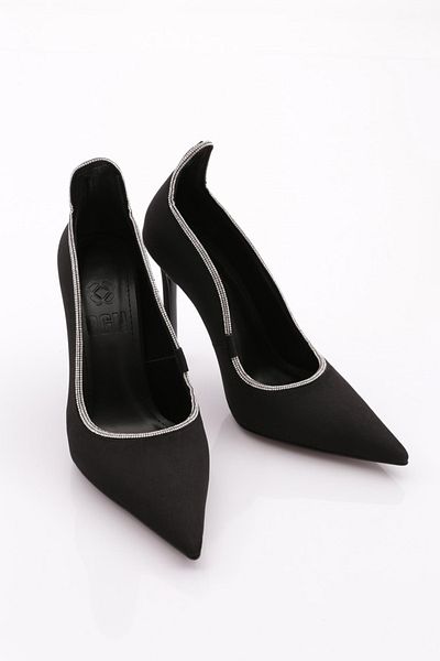 DGN Black Lycra Women's Heeled Shoes - 21933327