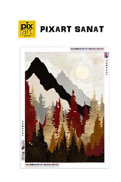 pixartsanat Mountains and Pine Trees 48X69 Pixart Art Diamond Mosaic Painting Diamond Turkey