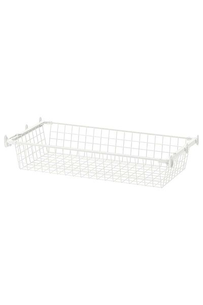 erorex Wire basket with pull-out rail, white, 80x40 cm