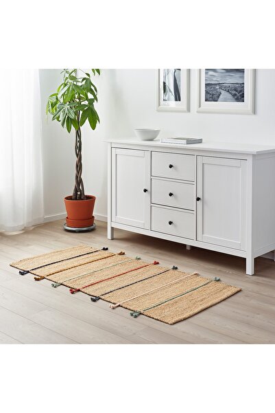 erorex Rug, flatwoven, handmade natural/multicolour, 70x160 cm