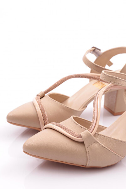 DGN Dg Kadın Bilekten Bağlamalı Topuklu Ayakkabı Ten Nova 217542328