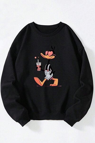 Anetos Φούτερ Lovers Duck Unisex Μαύρο από βαμβακερό λαιμόκοψη