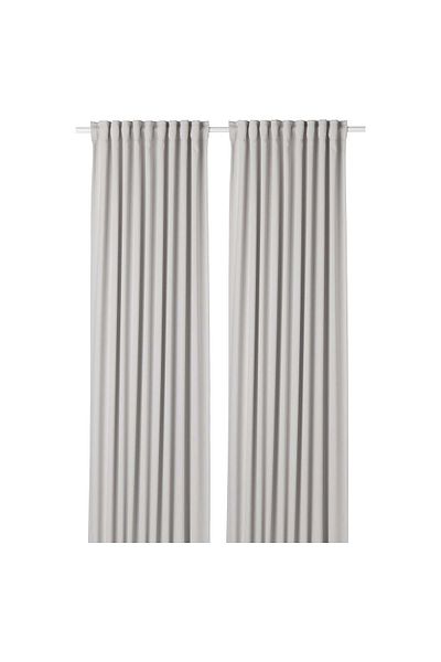 erorex Room darkening curtains, 1 pair, with heading tape/light grey, 145x300 cm