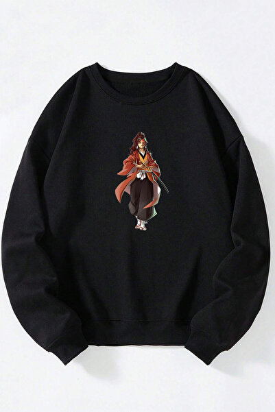 Anetos Demon Slayer Takeo Kamado Unisex Negru Guler Rotund Bumbac Sweatshirt