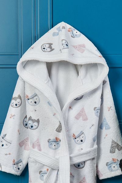 VEVİEN HOME Night Owl Digital Printed Children's Bathrobe