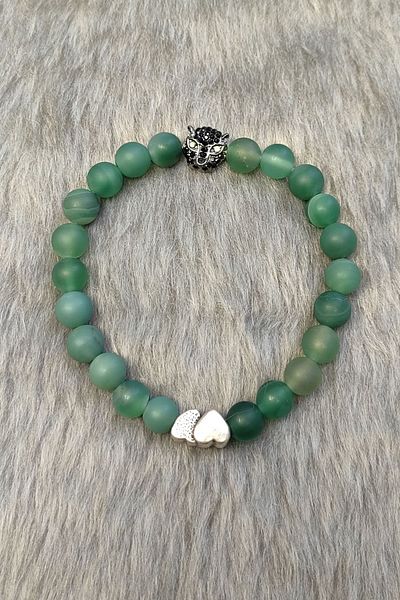 Chavin Men's Bracelet - Elastic and Matte Jade Stone, Ev59