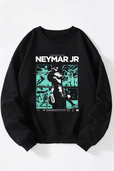Anetos Neymar Jr Unisex Negru Guler Rotund Bumbac Sweatshirt