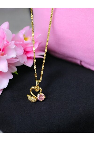 staınless steel ÇELİK TAŞLI KUĞU KOLYE