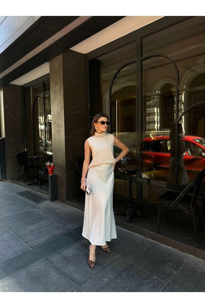 VOLT CLOTHİNG Crep-Satin-Rock für Frauen