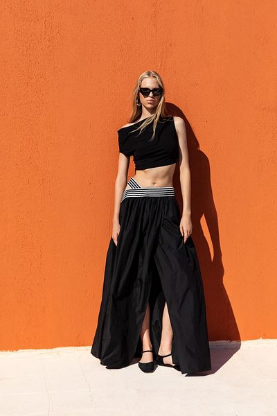 KAMEYA Flare Skirt with Striped Belt 25S30703
