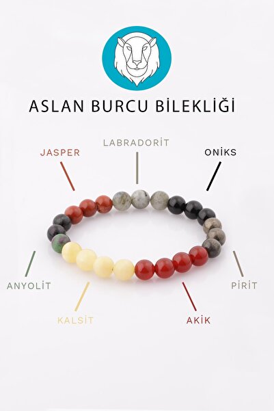 Alibaba Doğaltaş Aslan Burcu Taşlarından Oluşan Doğal Taş Bileklik 8 Mm Küre Kesim - Burç Bilekliği