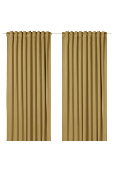erorex Room darkening curtains, 1 pair, with heading tape/beige-yellow, 145x300 cm