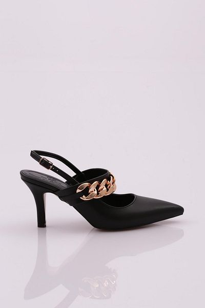 DGN 605 Accesorii pentru femei Pantofi cu toc cu bretele Negri