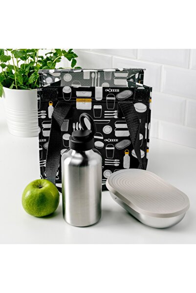 erorex Water bottle, stainless steel/black, 0.7 l