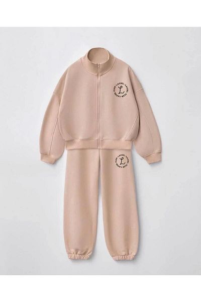minibambi New Season Grey Club Slogan Light Raised Set de jos și de sus - cu fermoar