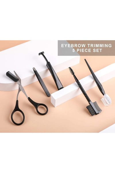 Genel Markalar 5'İ 1 ARADA Özel Kaş Düzeltici Set Makas+Cımbız+Kaş Jileti+Kaş Kazıyıcı +Kaş Fırçası/Tarağı