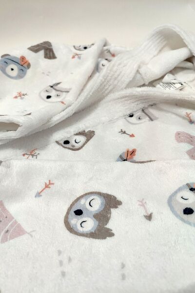 VEVİEN HOME رداء حمام للأطفال مطبوع رقميًا من Night Owl