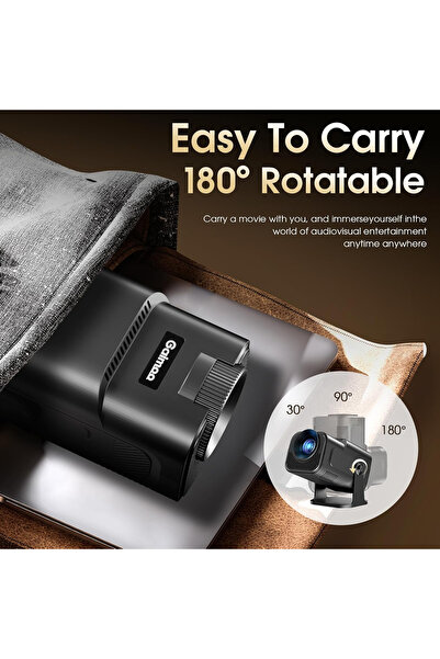 Qifit Mini projektör, 4K FHD 1920x1080P 180° taşınabilir projektör WiFi  Android ve iOS Mause Hediye