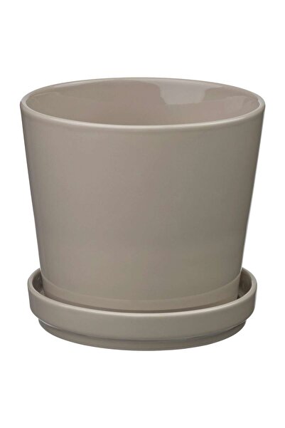 erorex وعاء نباتات مع صحن، داخلي/خارجي/رمادي/بيج، 15 سم
